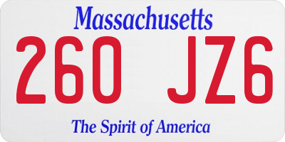 MA license plate 260JZ6