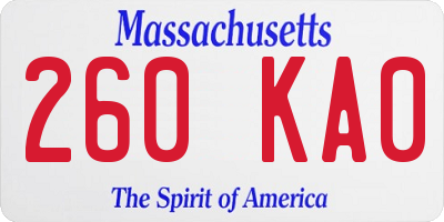 MA license plate 260KA0