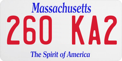 MA license plate 260KA2