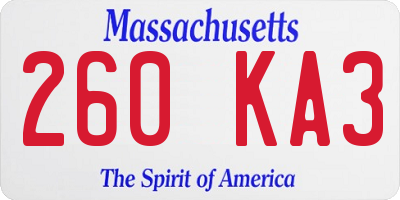 MA license plate 260KA3