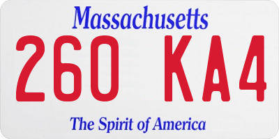 MA license plate 260KA4