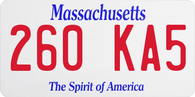MA license plate 260KA5