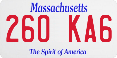 MA license plate 260KA6