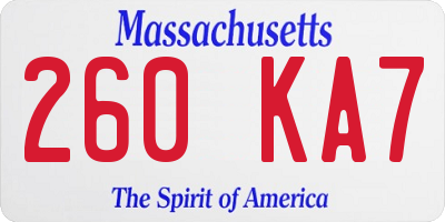MA license plate 260KA7
