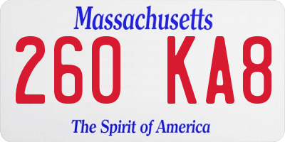 MA license plate 260KA8