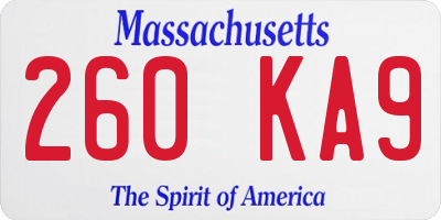 MA license plate 260KA9