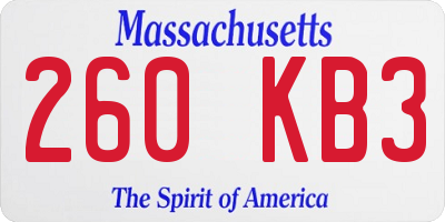 MA license plate 260KB3