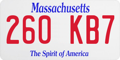 MA license plate 260KB7