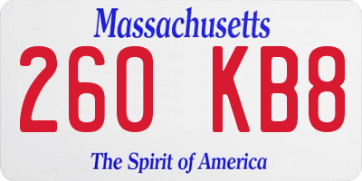 MA license plate 260KB8