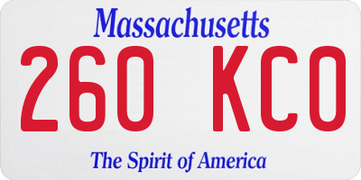 MA license plate 260KC0