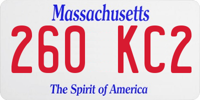 MA license plate 260KC2