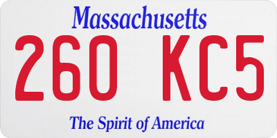 MA license plate 260KC5