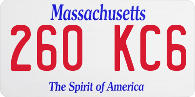 MA license plate 260KC6