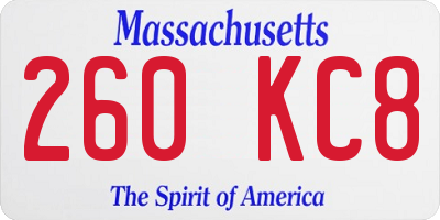MA license plate 260KC8