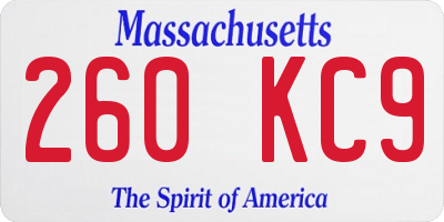 MA license plate 260KC9
