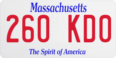 MA license plate 260KD0
