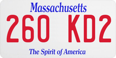 MA license plate 260KD2