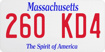 MA license plate 260KD4