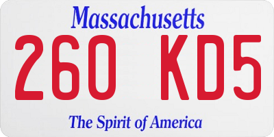 MA license plate 260KD5