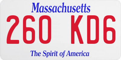 MA license plate 260KD6