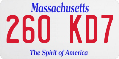 MA license plate 260KD7