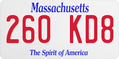 MA license plate 260KD8
