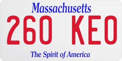 MA license plate 260KE0