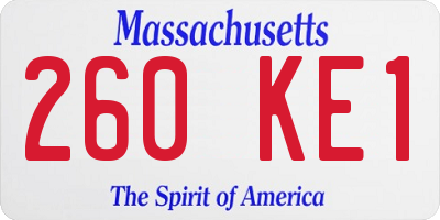 MA license plate 260KE1