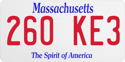 MA license plate 260KE3