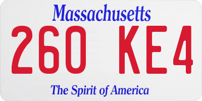MA license plate 260KE4