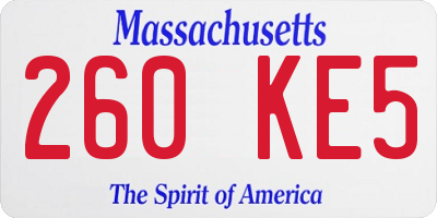 MA license plate 260KE5