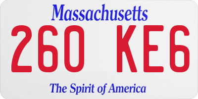 MA license plate 260KE6