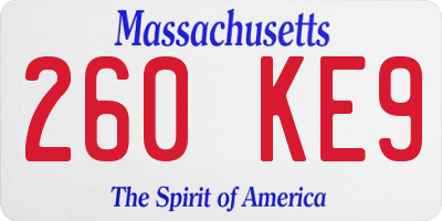 MA license plate 260KE9