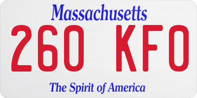 MA license plate 260KF0