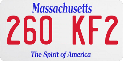 MA license plate 260KF2