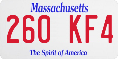 MA license plate 260KF4
