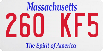 MA license plate 260KF5