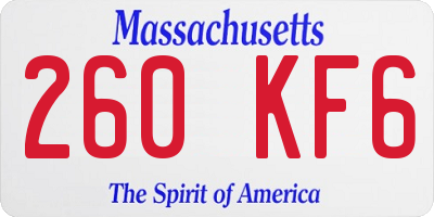 MA license plate 260KF6