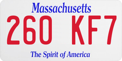 MA license plate 260KF7