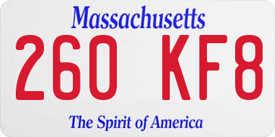 MA license plate 260KF8