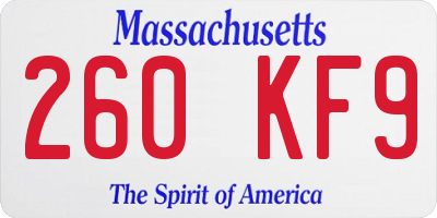 MA license plate 260KF9
