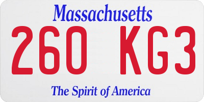 MA license plate 260KG3
