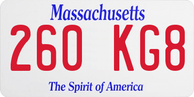MA license plate 260KG8