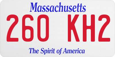 MA license plate 260KH2