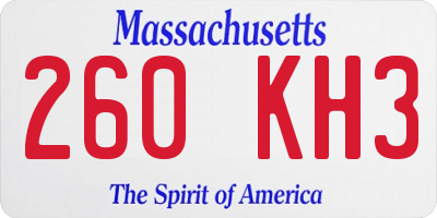MA license plate 260KH3