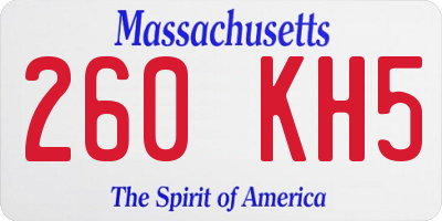 MA license plate 260KH5