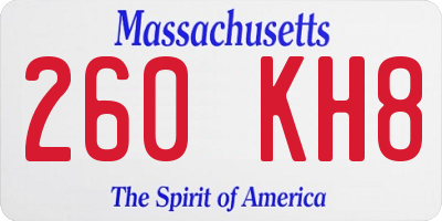 MA license plate 260KH8