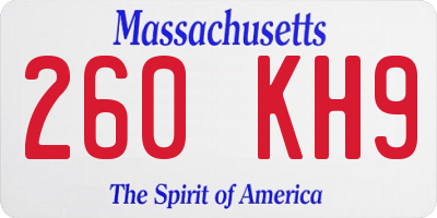 MA license plate 260KH9