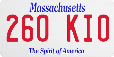 MA license plate 260KI0