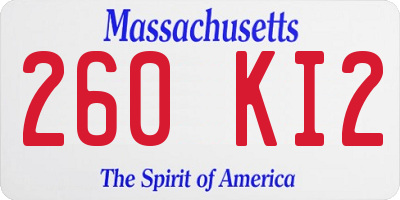 MA license plate 260KI2